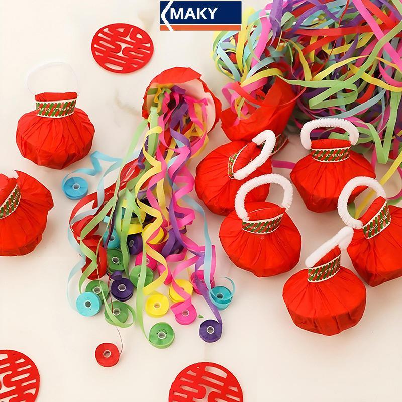MAKY 10 ชิ้นสีสันมือโยน Confetti Poppers โยน Streamers Poppers กระดาษ Craters Magic กระดาษริบบิ้นสํา