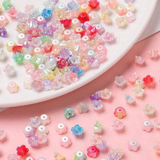 50-100ชิ้น ลูกปัดดอกไม้ 8mm ABS ทรงกระดิ่ง/ซากุระ สำหรับทำต่างหู จี้ห้อยมือถือ DIY อุปกรณ์เครื่องประดับ