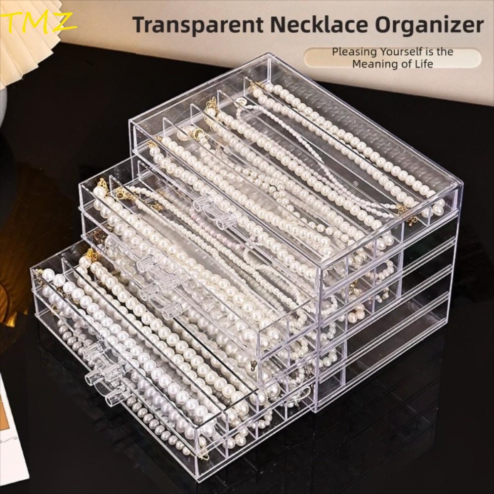 TMZ14968 กล่องเก็บสร้อยคอโปร่งใส, 3/5 ชั้นถาดเครื่องประดับกันน้ํา,มัลติฟังก์ชั่ฝุ่นพลาสติกออแกไนเซอร