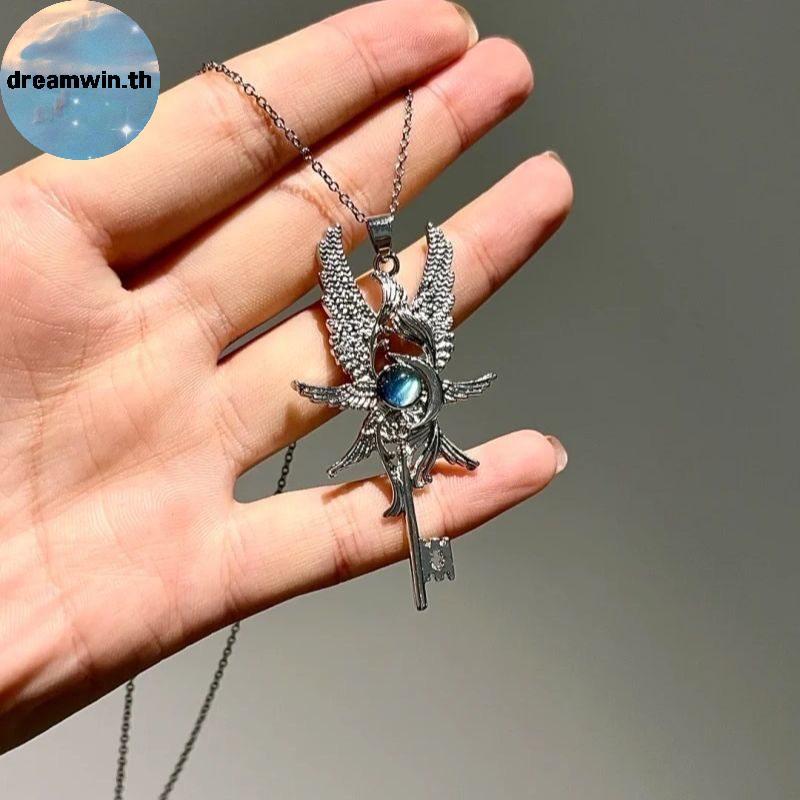 Dreamwin Moon Wing Key Choker Nelace สําหรับผู้หญิงจี้วินเทจที่ไม่ซ้ํากันแฟชั่นเครื่องประดับสําหรับเหตุการณ์ th