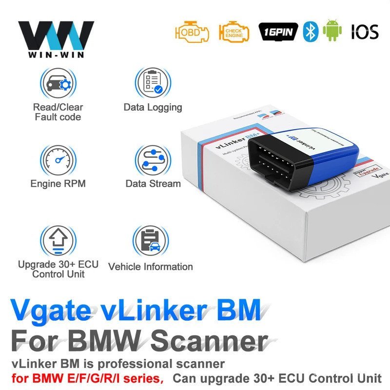 Vgate vLinker BM ELM327 V2.2 สําหรับเครื่องสแกนเนอร์ Bimmercode OBDII บลูทูธ 4.0 OBD 2 OBD2 วินิจฉัย
