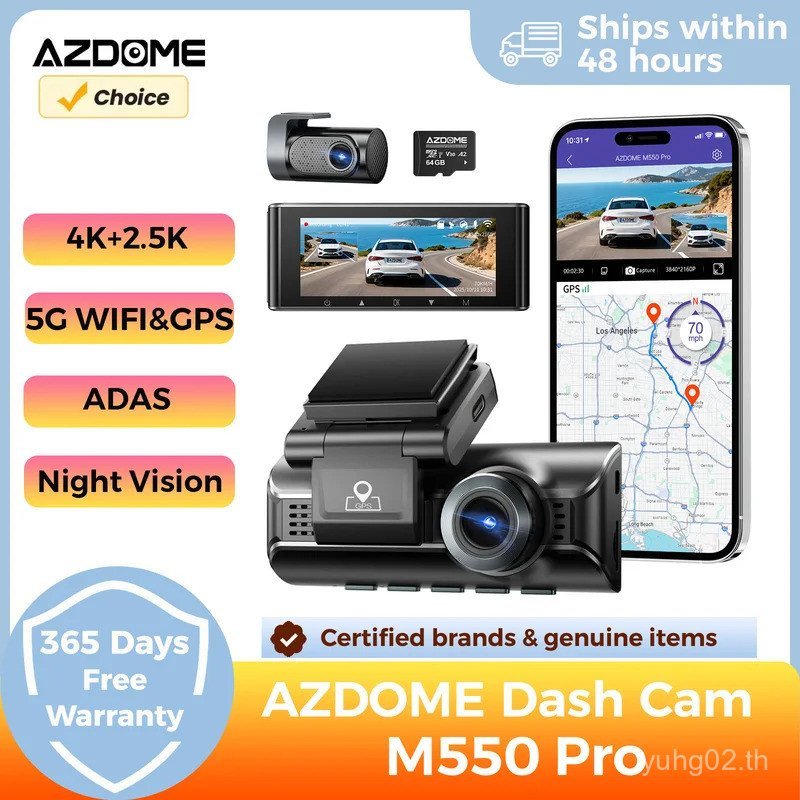 AZDOME Dash Cam M550 Pro 4K กล้องติดรถยนต์ GPS ADAS 5.8G WiFi Voice Control โหมดที่จอดรถ Super Night