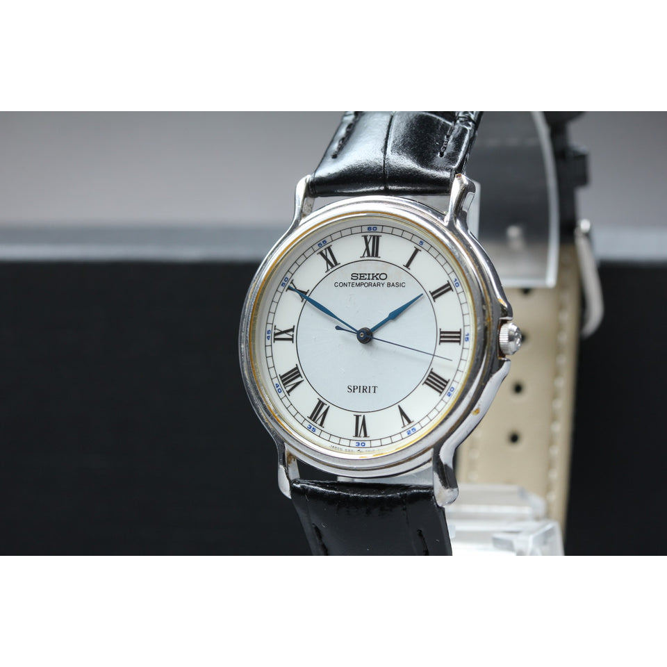 1998[Exc+5] Seiko Spirit 5S21-7000 Sweep Second Silver Roman 34mm Qz Men'S Watch