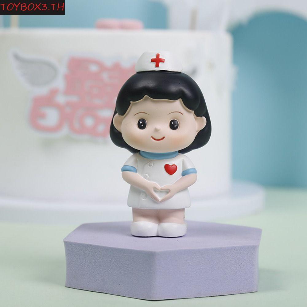 กล่องของเล่น โมเดลคุณหมอ,น่ารัก ดีลี่ ภูมิทัศน์ตุ๊กตาพยาบาลสีขาว,สร้างสรรค์การ์ตูนทํามือพยาบาลเบเกอรี่เครื่องประดับสํานักงาน