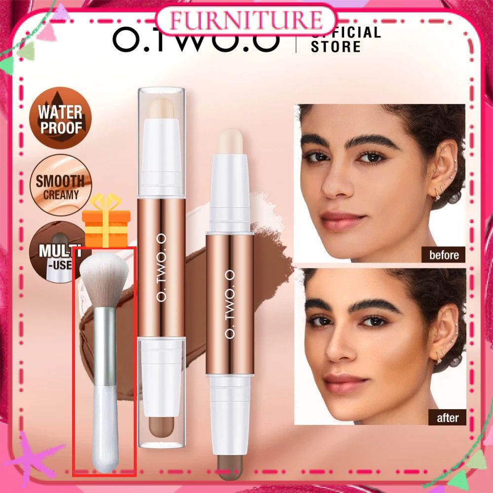 ♕ 【ของขวัญ】o.two.o ไฮไลเตอร์และคอนทัวร์ 2 in 1 แบบสองด้าน ใช้ได้ทั้งสองแบบ สำหรับจมูก อายแชโดว์ ไฮไล