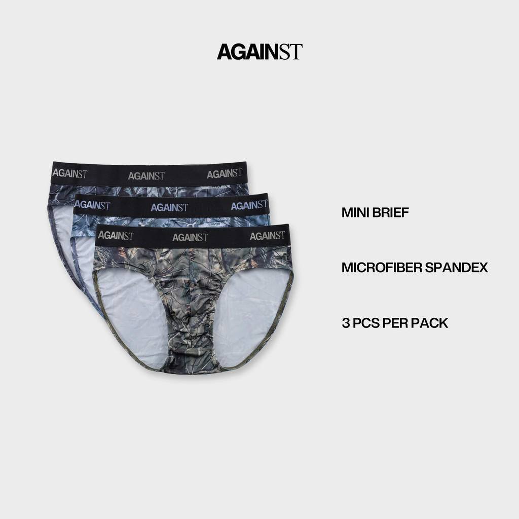 AGAINST LAB Seluar Dalam Lelaki (3 ชิ้น) AGAINST LAB Mens Microfiber Spandex Mini Briefs คละสี - TUB