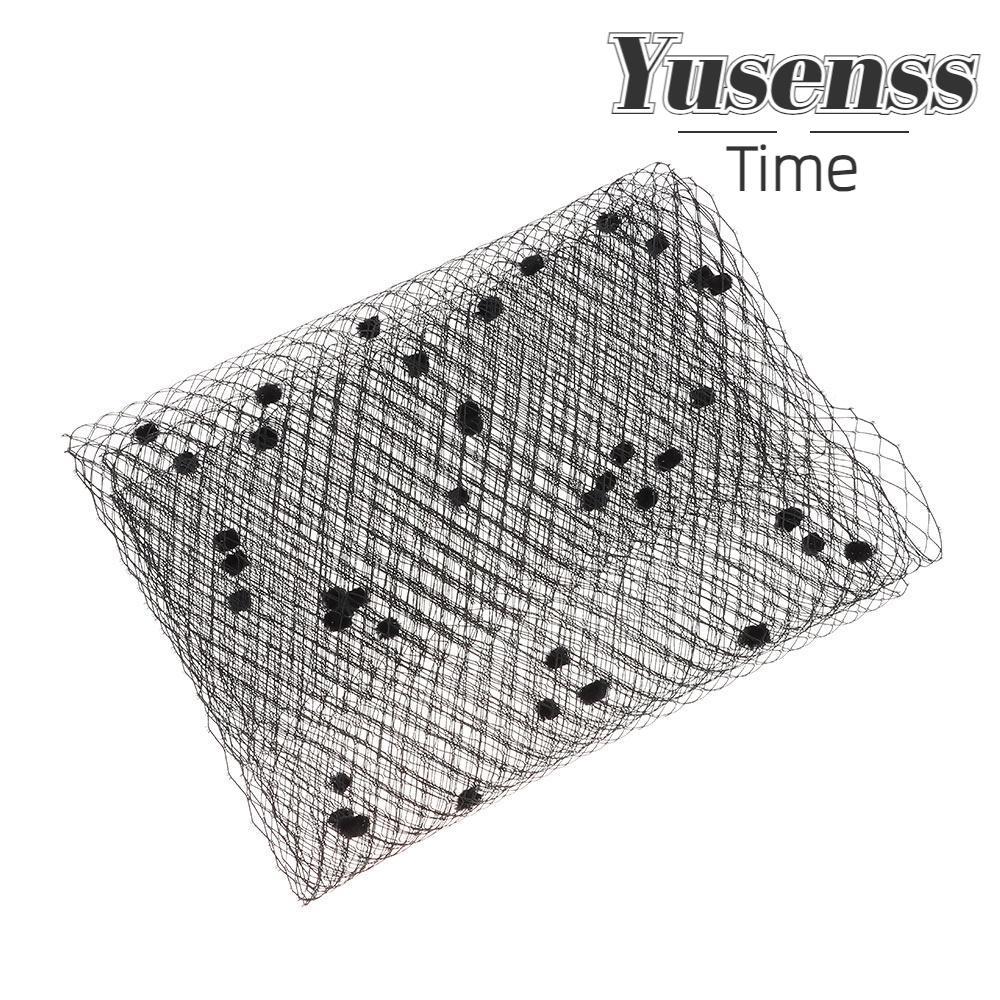 YUSEN Birdcage Veil ผ้า Tulle และ Organza สีดำ ขนาด 2 หลา เหมาะสำหรับ Headdress Veil ของเจ้าสาว