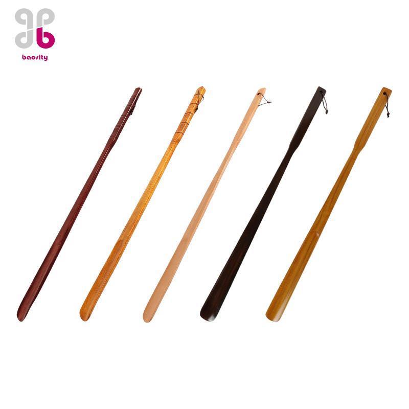 [Baosity] Long Handle Wooden Shoehorn 27.6Inches Portable Easy to Grip Shoe Horn for Men Women Wear Shoe Helper