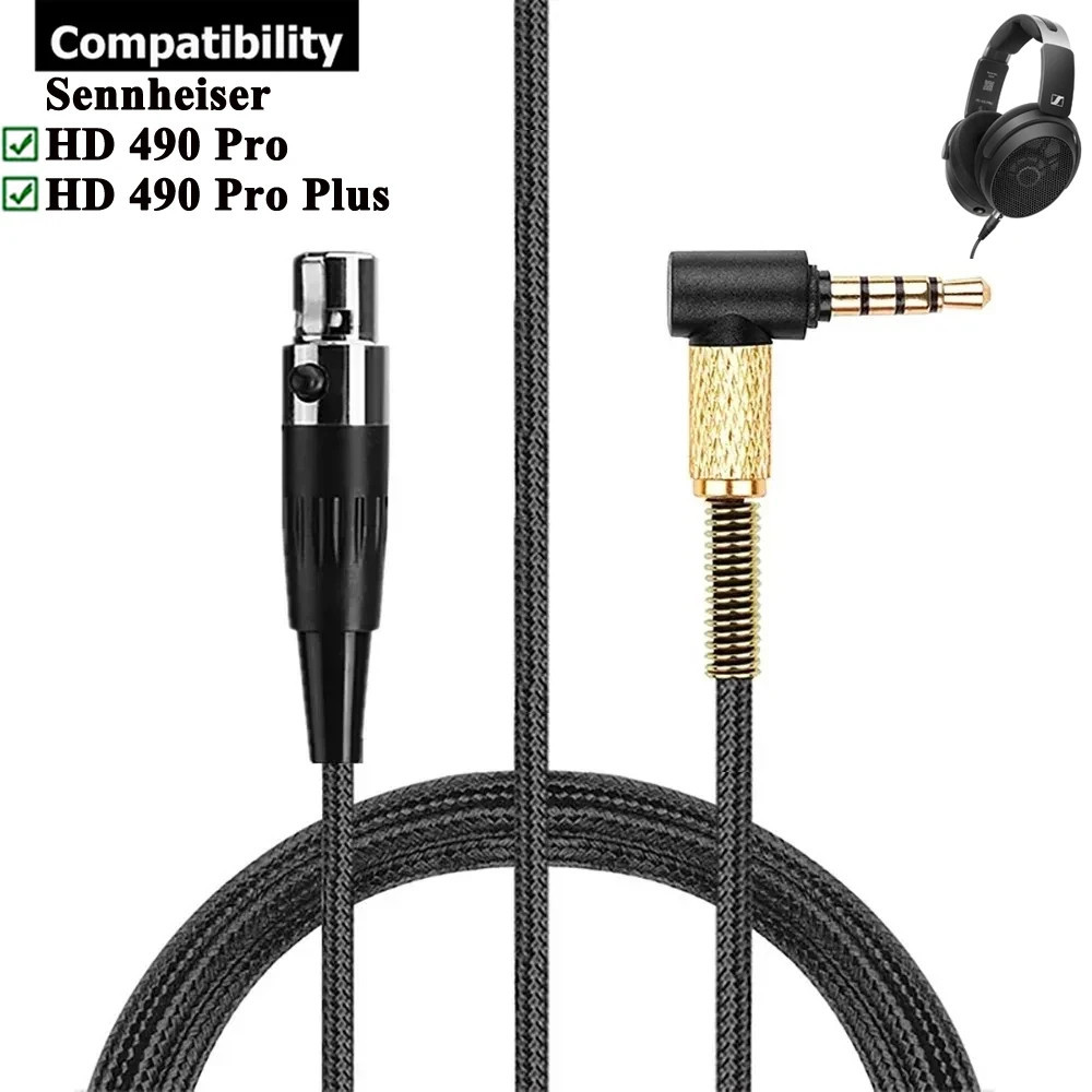 เหมาะสําหรับ Sennheiser HD 490 Pro Plus หูฟัง Mini XLR 6.35 มม. ด้ายภายในเปลี่ยนสายถักสายสัญญาณเสียง