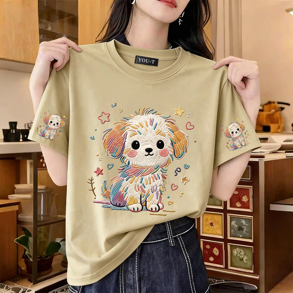 T42.SHOP🌸 เสื้อยืด oversize unisex เสื้อน่ารัก โคตรนุ่ม เสื้อ cotton 100% ไม่หดตัวลาย เสื้อไม่ยับ ลาย "Colorful dog"