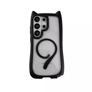 เคสโทรศัพท์แม่เหล็กหางแมวน่ารักสําหรับ Samsung S26 Ultra/S25/S24 Plus/S23 Plus ดีไซน์ใหม่; กันกระแทก ฝาครอบโปร่งใส