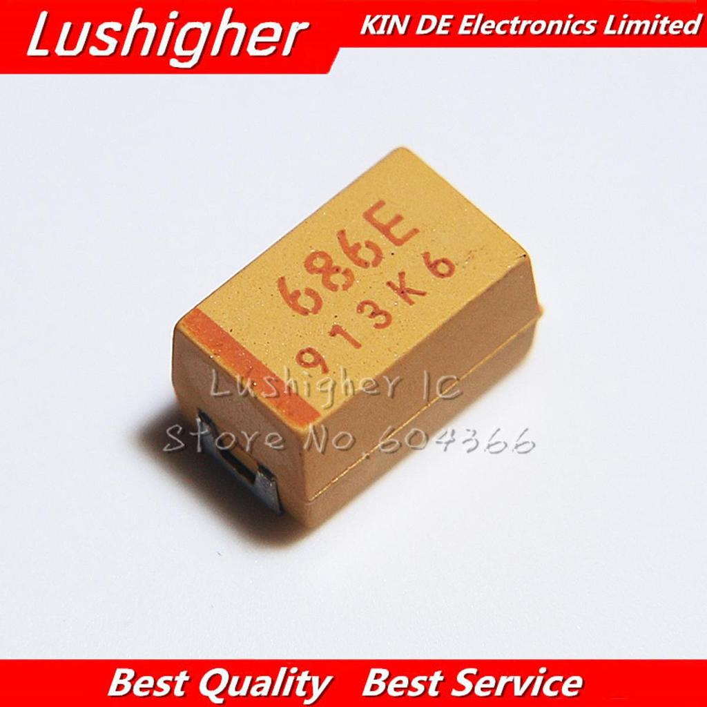 10PCS 7343 CASE E 25V 68UF 686E SMD TAJE686K025RNJ ตัวเก็บประจุแทนทาลัม