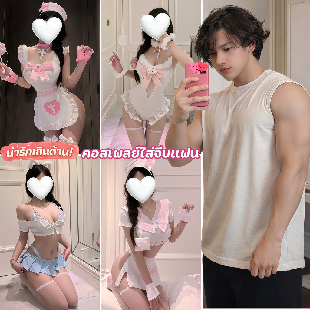 BIG SEXY ชุดเมดเซ็กซี่ คอสเพลย์เมดญี่ปุ่น น่ารักแซ่บ พร้อมส่ง ส่งไว🍊 M-5XL | 40-100กก. SET-9845