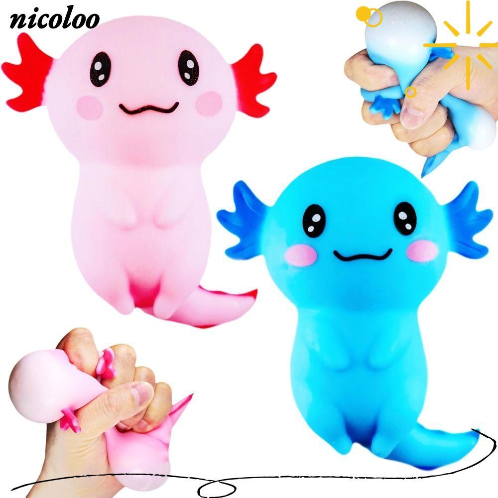 NICOLOO Squishy Stress Glitter, Soothing Texture Sugar Filled Axolotl Squishy ของเล่น, รูปร่างน่ารัก