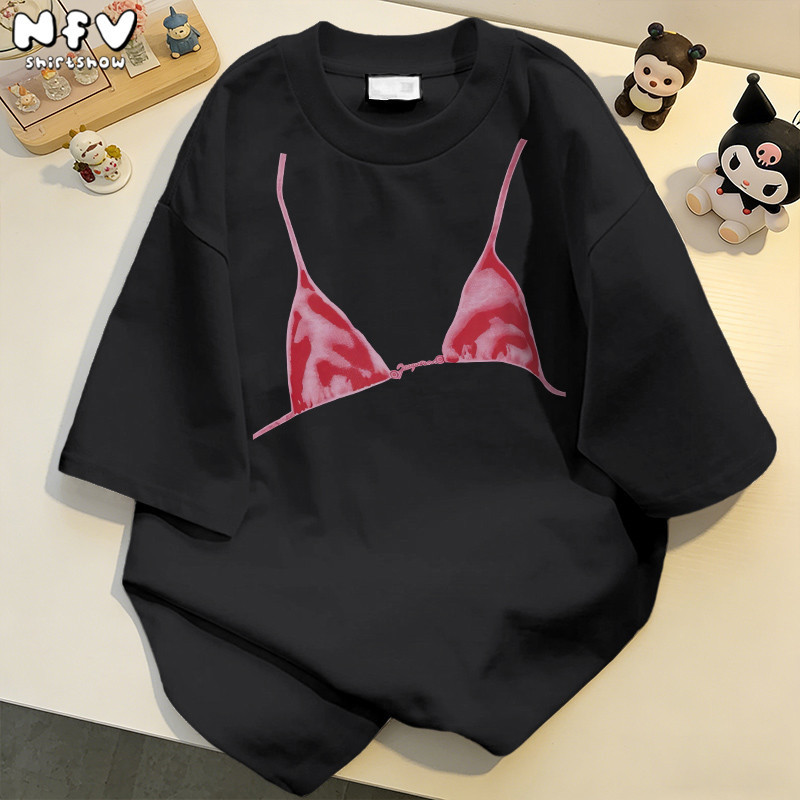 NFV ใหม่ล่าสุด💗ลายพิมพ์บิกินี่ เสื้อยืดแฟชั่นผู้หญิง ผ้าฝ้าย โอเวอร์ไซซ์ เกรดพรีเมี่ยม ใส่สบาย YG833