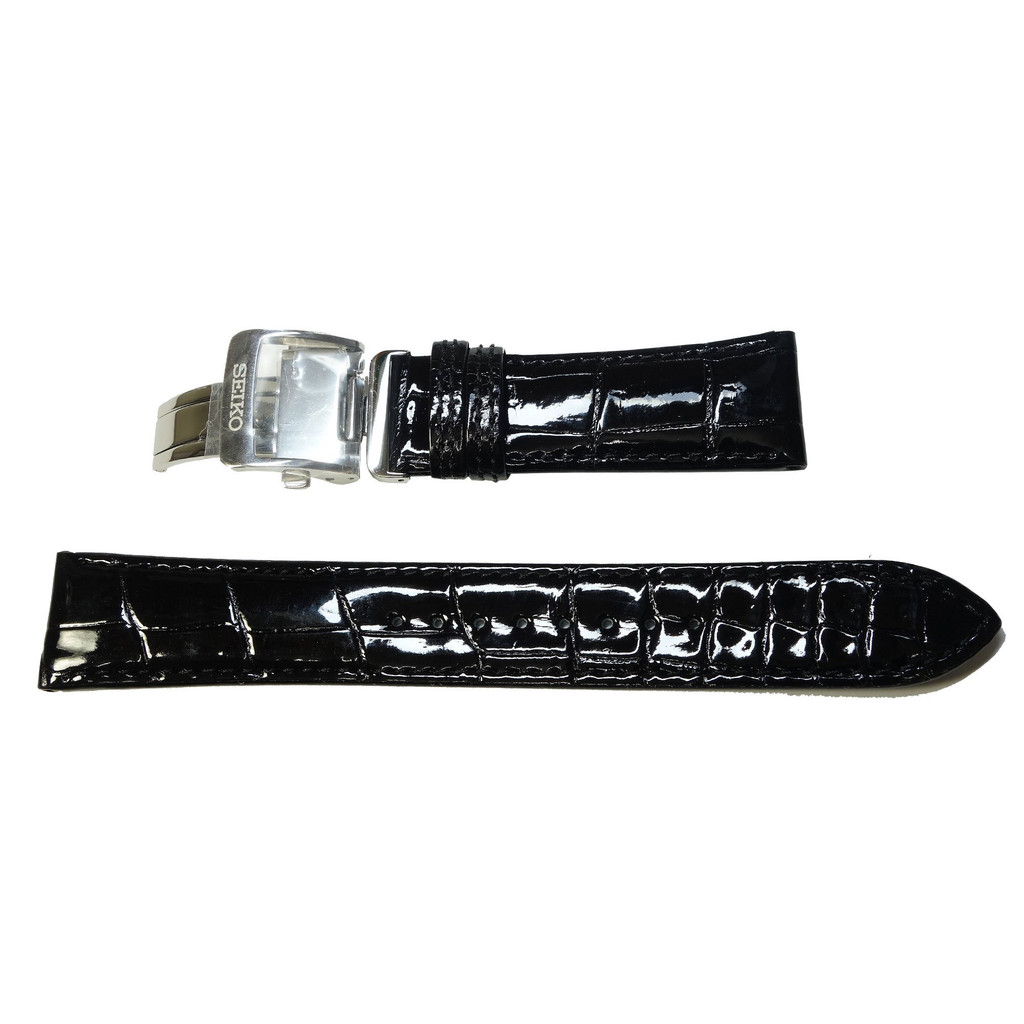 [เซโก้] สายนาฬิกา 20 มม. แบบกลไก เพรสเซจ สายแท้ หนังจระเข้ สีดำ SARD007 SARW005 SARX011 SARX027 สายแ