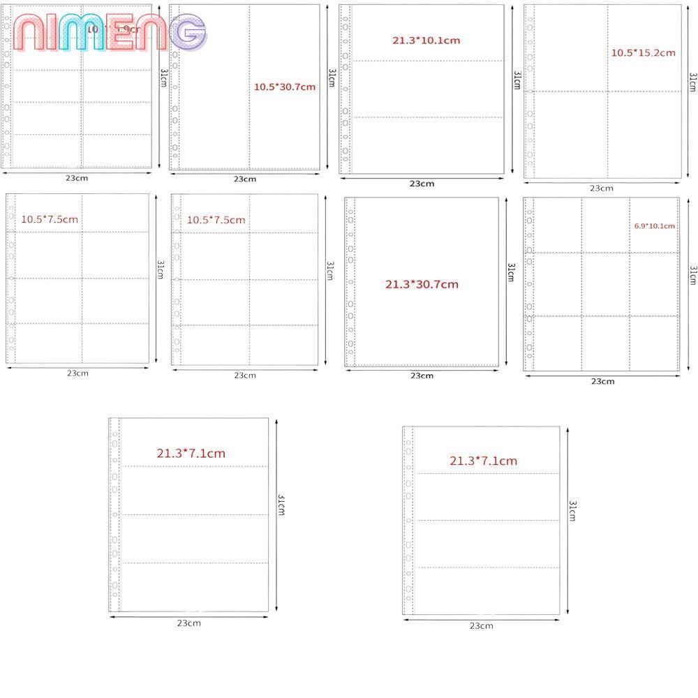 NIMENG อัลบั้มภาพเติมหน้า, DIY หลายกระเป๋า A4 Kpop Photocard Binder, 4 รู 4 แหวนปลอกอัลบั้มรูป PP โปร่งใส