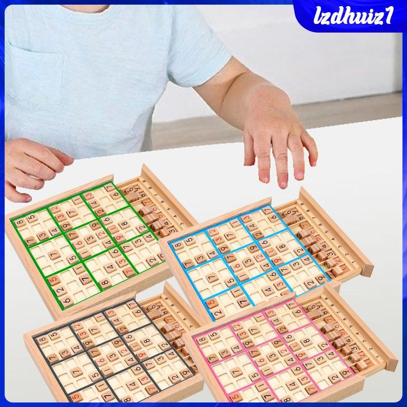 [Lzdhuiz1] ไม้ Sudoku Board Playset Sudoku หมากรุกของเล่นเพื่อการศึกษา Jiugongge ของเล่นจํานวน Think