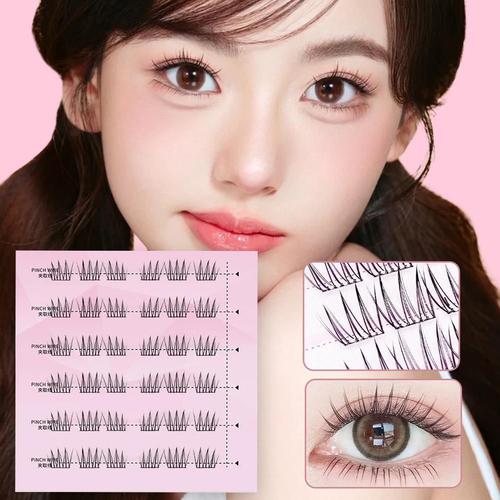 กาวติดขนตาปลอมแบบมีกาวในตัวธรรมชาติ Clear Manga Makeup Band Eyelash Soft H4q8