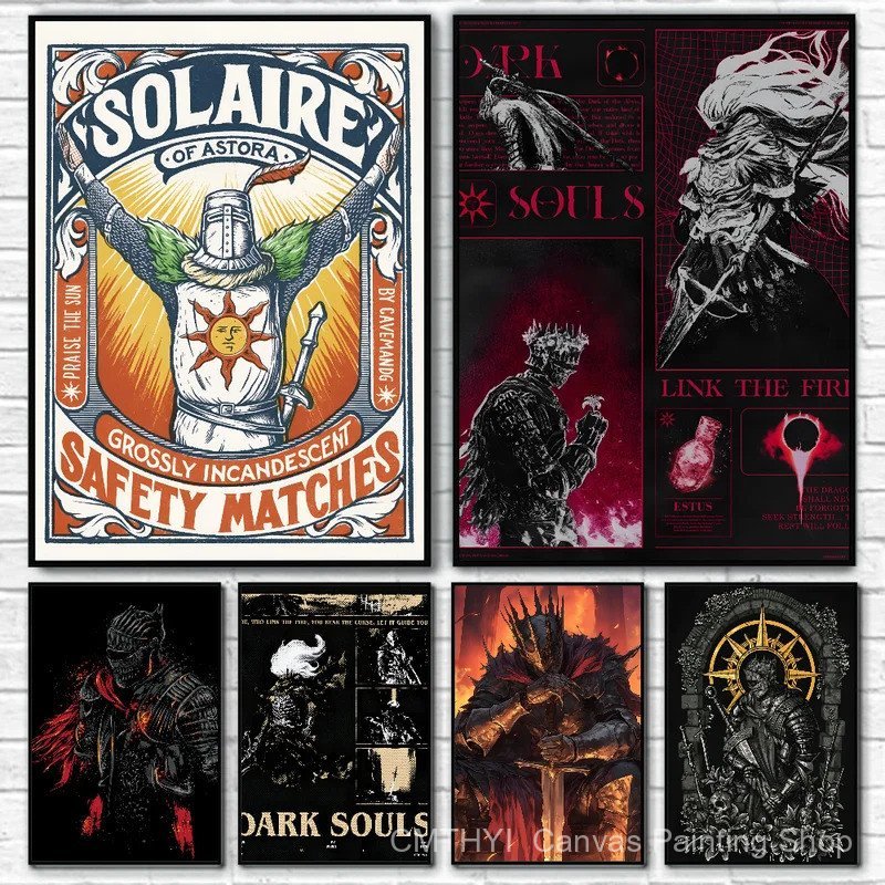 เกมคลาสสิก Dark Souls 3 โปสเตอร์โปสเตอร์กระดาษพิมพ์ห้องนั่งเล่นห้องนอน Entrance Bar Cafe Art ภาพวาดต