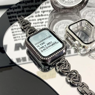 กรณีพีซีเพชรแก้วนิรภัย for Apple Watch 45มม IWatch Series 11 10 9 8 7 6 5 4 SE 3 2 1 44มม 42 41 40 38มม ปกป้องกันหน้าจอ