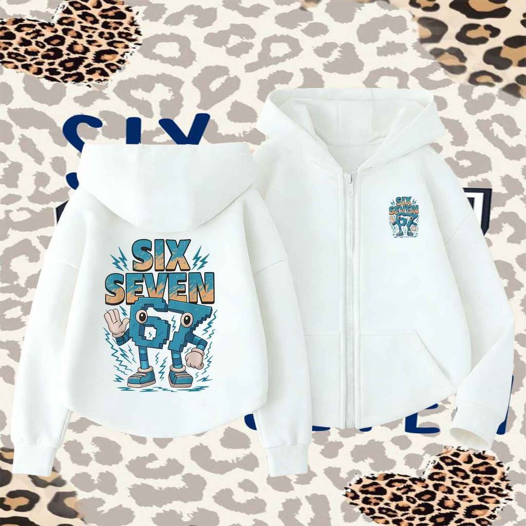【เด็ก เสื้อฮู้ด】 SIX SEVEN 67 x ROBLOX Kids Zip Hoodie Jacket Casual Streetwear 120-150cm