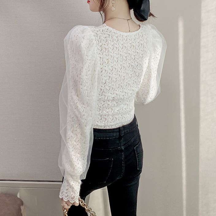 COD 2026 Plus กํามะหยี่หนาลูกไม้ Bottoming เสื้อฤดูใบไม้ร่วงฤดูหนาวสไตล์ใหม่แฟชั่นสไตล์ตะวันตก Slim-