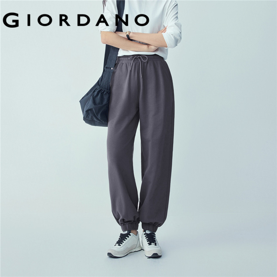GIORDANO WOMEN 100% Cotton elastic waist loose joggers 05416455