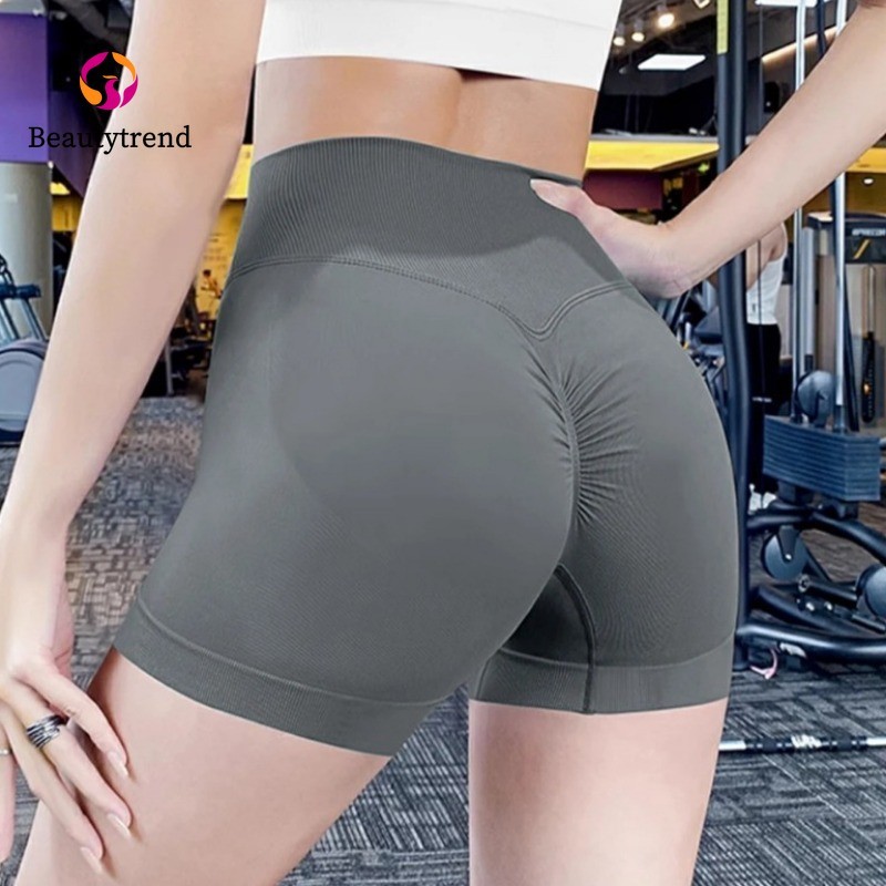 【Beautytrend】Sports Shorts Cross Waistband เซ็กซี่กลับจีบกางเกงขาสั้นกระชับสัดส่วนโยคะยิม