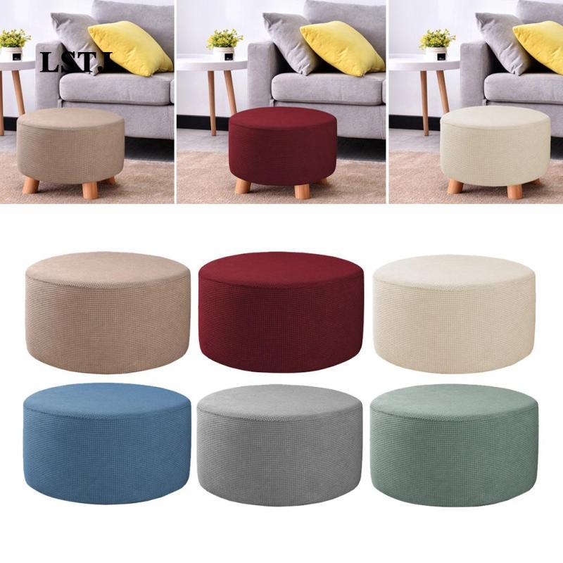 [Lstjj] Stretch Ottoman Slipcovers Round Ottoman Covers สตูลวางเท้าแบบถอดได้ครอบคลุมจัดเก็บ Ottoman 
