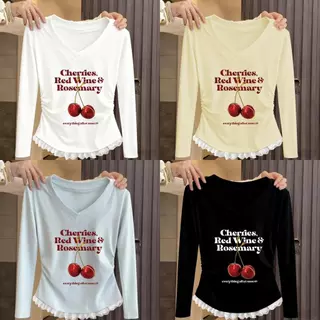 【COD】เสื้อแขนยาวตัววีคอฝอยมีขอบลายลาเซอร์สำหรับหญิง ที่สวมสวยลดขนาด และเข้ากับทุกสิ่งได้ ผ้าใส่สบาย สวมใส่สบาย