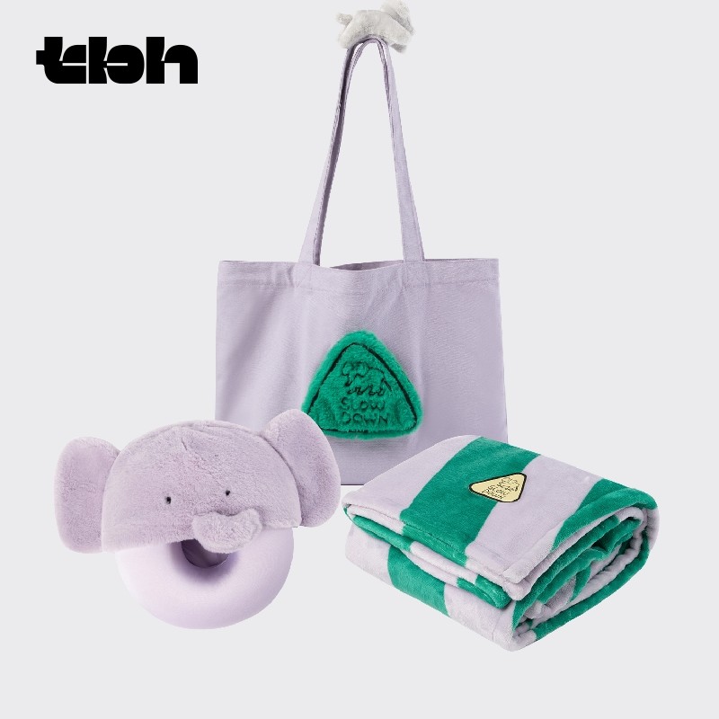 【ลด 20% กดติดตามรับโค้ด】tbh ช้างออกเดินทาง ชุดท่องเที่ยว ผ้าห่ม+ถุง+หมอนคอ คอมโบพักชั่วคราว ของขวัญ