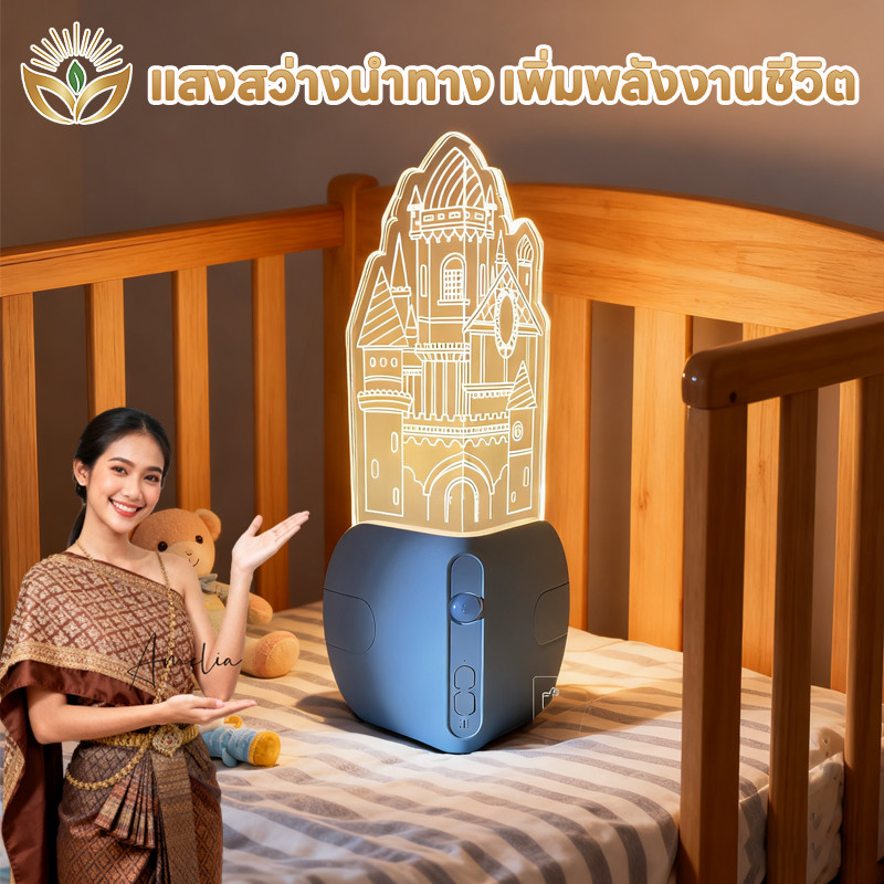 LED ไฟเซ็นเซอร์อัจฉริยะ รูปปราสาท ไฟกลางคืน Type-C ชาร์จ สว่างอัตโนมัติ เหมาะห้องนั่งเล่นและห้องนอน