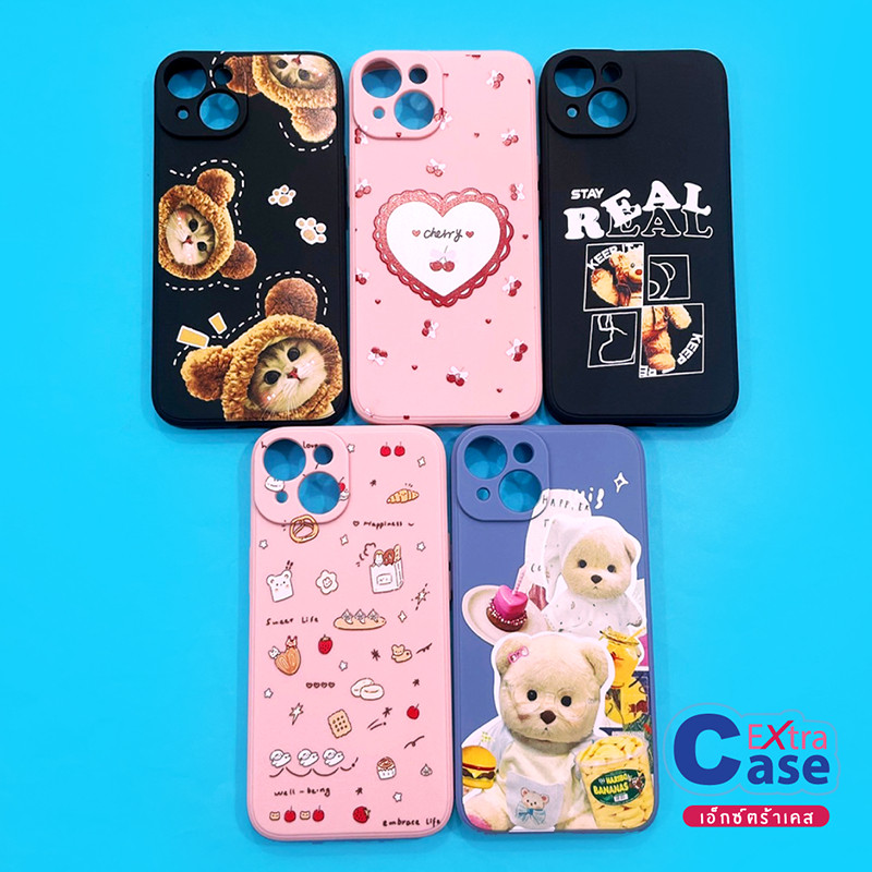 เคสนิ่มสีพาสเทล รุ่นไอโฟน XR 11 14 16 16ProMax TPU กันเลนส์กล้อง พิมพ์ลายการ์ตูน