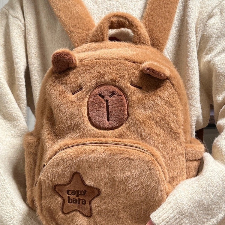 2025 Kabara Plush Capybara Backpack All-Match Furry Cartoon Student Small Back 26.1.16