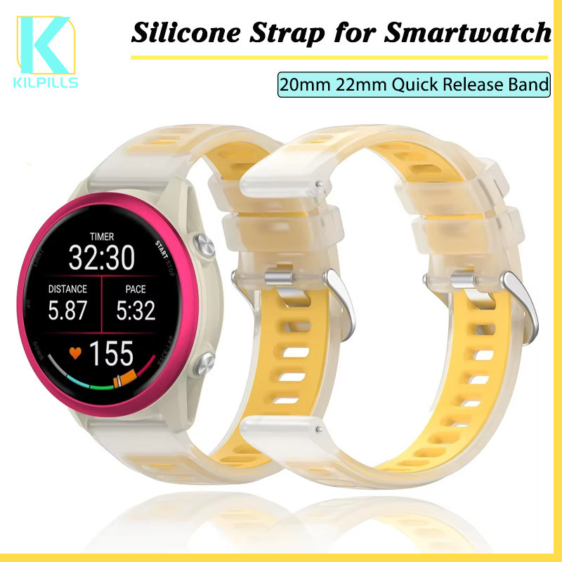 สายยางซิลิโคนสองโทนใส for Smartwatch Garmin Forerunner 570 265 255 165 55 Music/Vivoactive 6 5 4/Venu