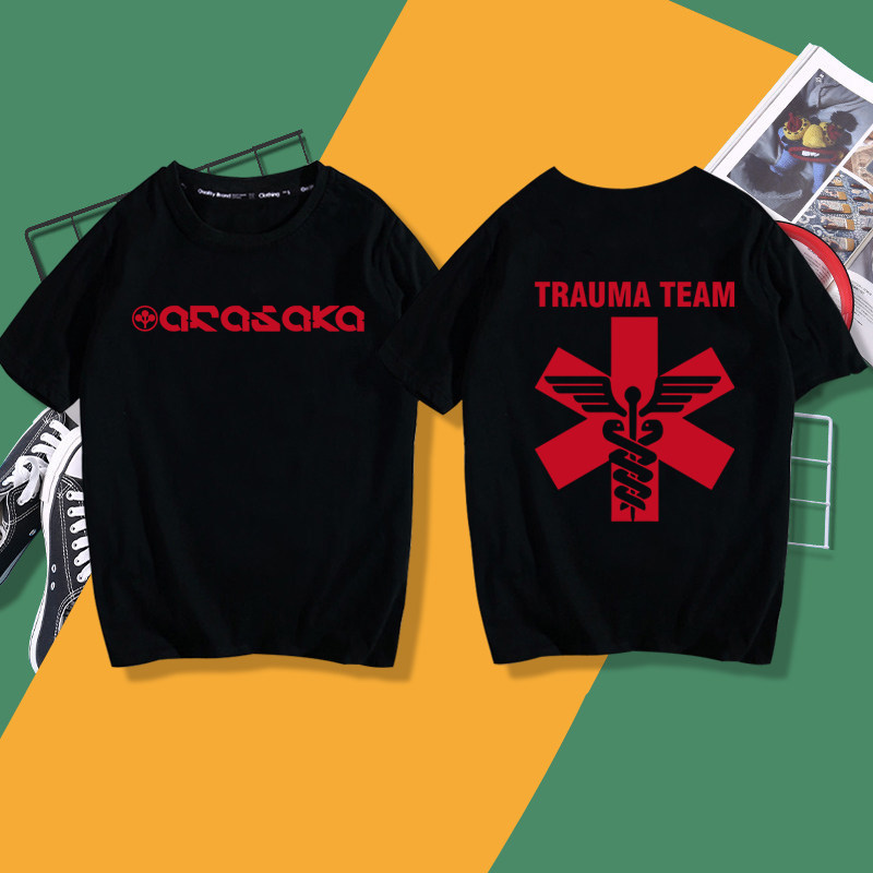 Cyberpunk 2077 เสื้อยืดแขนสั้นสีขาบ พิมพ์ลายหลวม สไตล์โอตาคุ