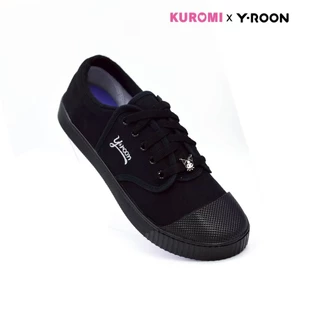 🌟ลูกค้าใหม่ 84 บาท💯Y-ROON รองเท้าผ้าใบนักเรียนชาย รุ่นY999 สีดำ ลายคุโรมิ Kuromi พื้นม่วง💜ลิขสิทธิ์แท้