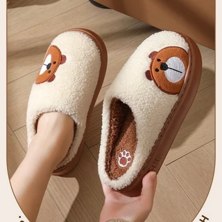 JH SHOP รองเท้าใส่ในบ้าน รองเท้ากำมะหยี่ สลิปเปอร์ (ลายหมี) NO.T815 แนะนำเพิ่ม2ไซส์ พร้อมส่ง
