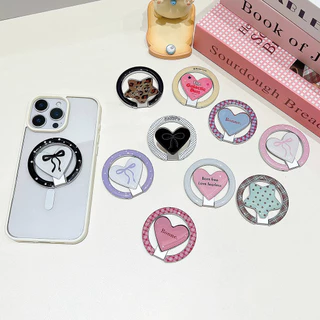 Magnetic ที่วางโทรศัพท์ทำจากอะคริลิคอีพ็อกซี่ ที่วางโทรศัพท์แบบพับได้รูปหัวใจ 3 มิติ ทำจากโลหะ พร้อมแม่เหล็กสำหรับยึดติด