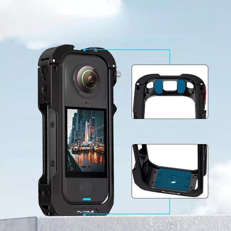 FLYMILE เหมาะสําหรับกล้องพาโนรามา Insta360 X4 Air เคสป้องกันตัวโลหะ, กรอบป้องกันกล้องแอคชั่นและอุปกรณ์เสริมฝาครอบป้องกัน thumbnail 5