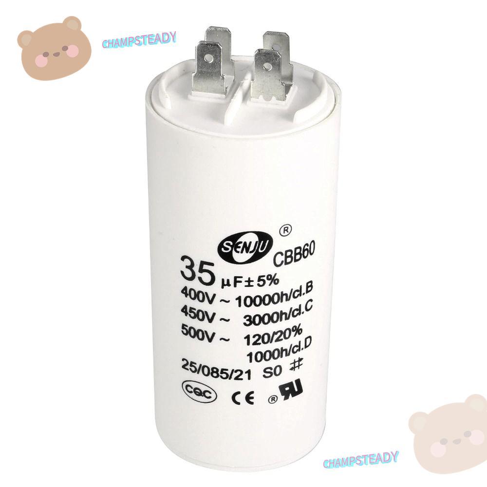 CHAMPSTEADY CBB60 Run Capacitor, 50/60Hz กระบอกคู่ใส่ CBB60 Capacitor, ง่ายต่อการเราสีขาว 92x44mm 35