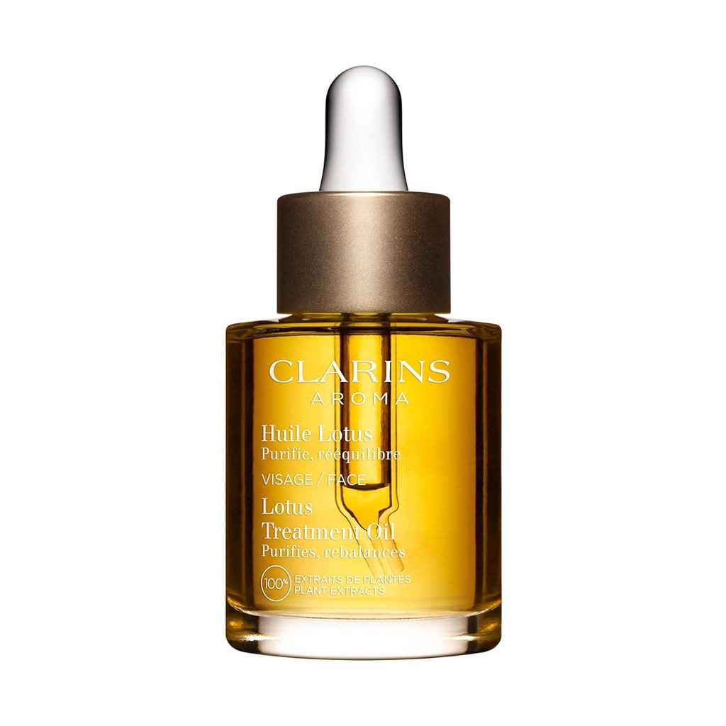 Clarins Lotus Face Oil Treatment | ไฮเดรต โทนและปรับสมดุลผิว | Visibly กระชับรูขุมขน | Minimizes Fin