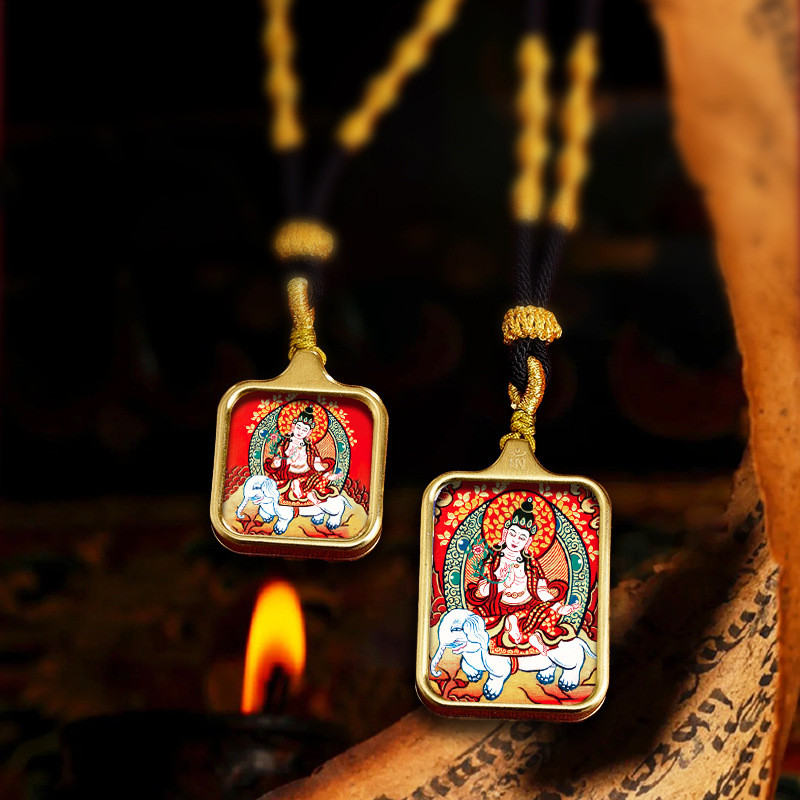 เช็ด Tangka ทิเบตสไตล์ Zakilam Thangka สร้อยคอแห่งชาติอินเทรนด์ Benming Manjusri จี้ Cultural Creati