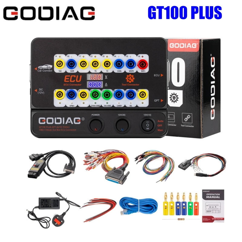 GODIAG GT100 PLUS GPT ENET DOIP 12V-24V เครื่องมืออัตโนมัติ OBD II Break Out กล่องขั้วต่อ ECU