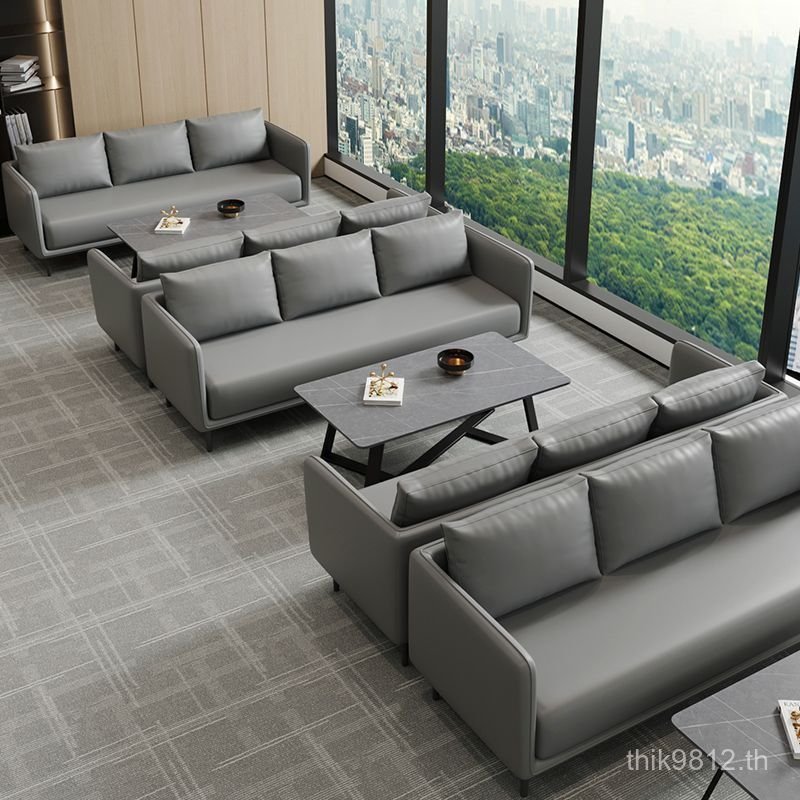 สํานักงานแผนกต้อนรับที่ทันสมัยโต๊ะกาแฟสามคนโซฟาพนักพิงเดี่ยวรวมกันธุรกิจโซฟาที่เรียบง่ายสํานักงานผู้