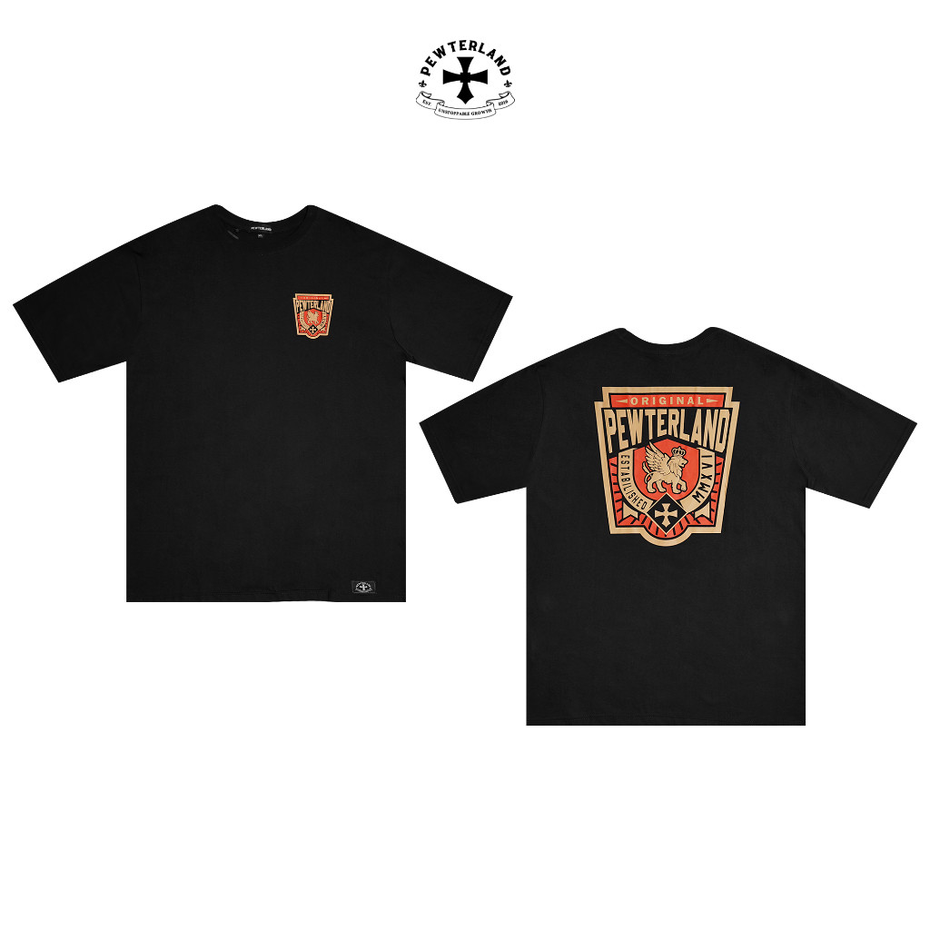 เสื้อยืด Pewterland สีดํา Royal Brown Kingdom ผู้ชายและผู้หญิงแขนสั้น