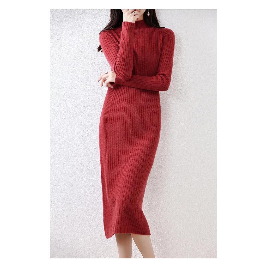 COD 2026 เสื้อกันหนาวแคชเมียร์ชุดผู้หญิงฤดูใบไม้ร่วงฤดูหนาวยาวพิเศษ Over-the-Knee ขนสัตว์บริสุทธิ์ถั