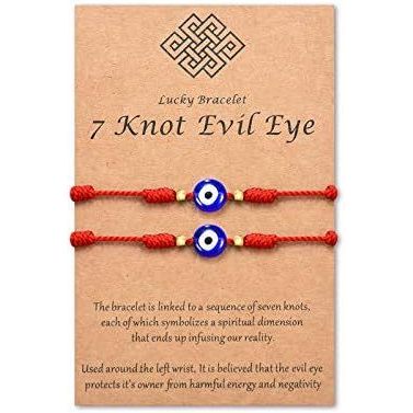 Tarsus (Ver.3) Evil Eye 7 Knot Lucky Bracelets ปรับ Red String Amulet สําหรับผู้หญิงผู้ชาย