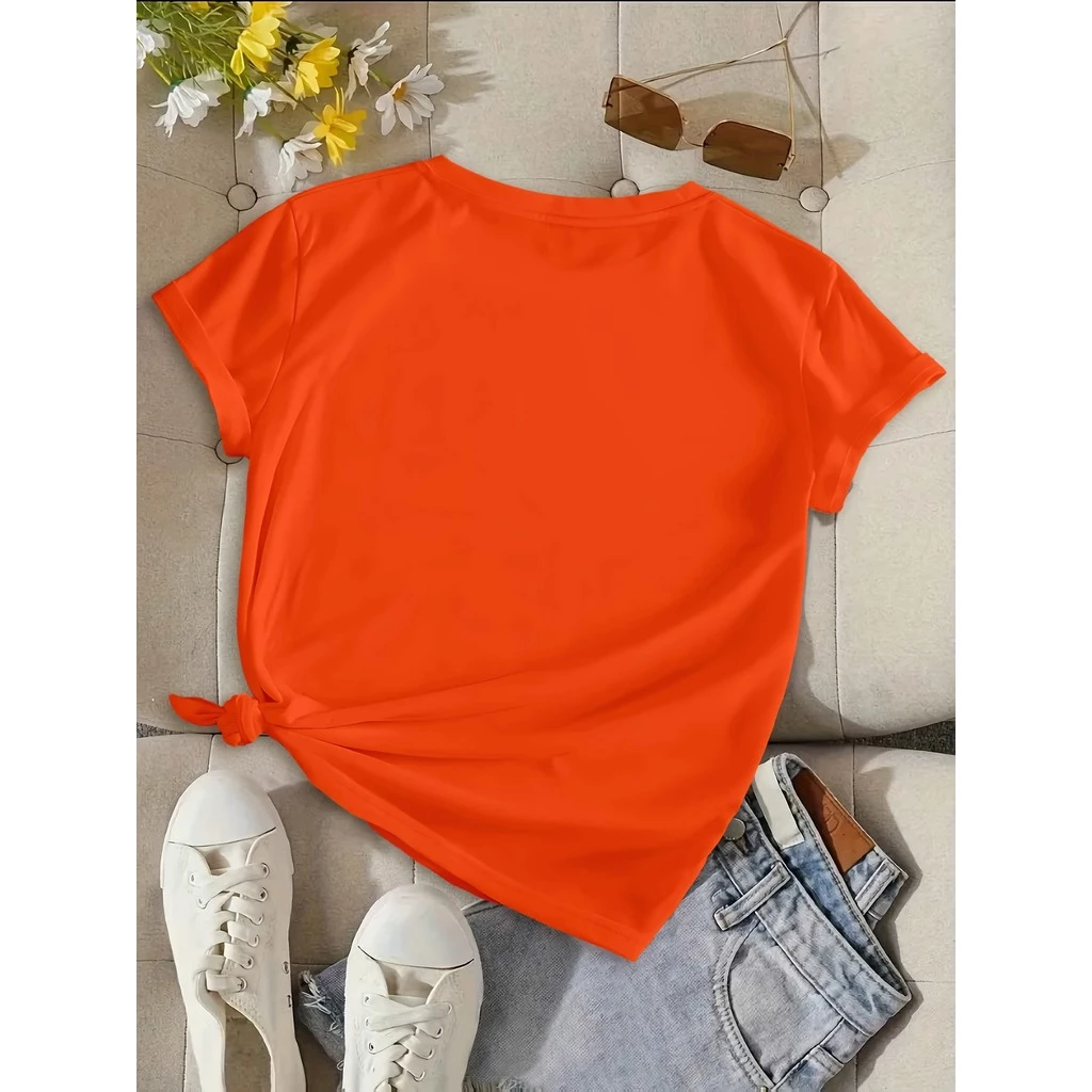 เสื้อยืดผู้หญิงคอวี AMOUR ลายหัวใจและดอกไม้สีชมพู thumbnail 10